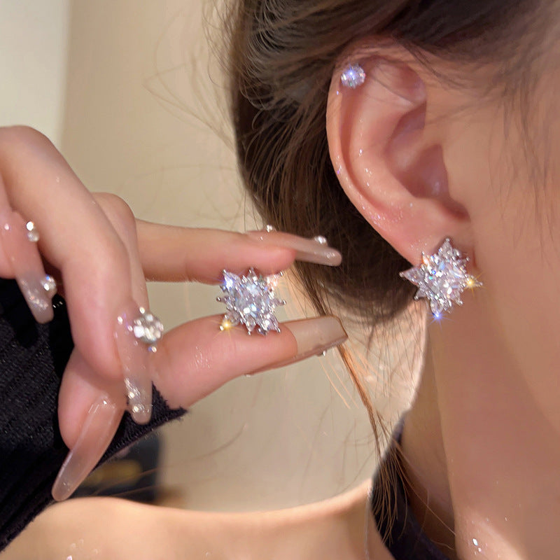 Sparking Snowflake Earrings with Shiny Zircon – Perfect for Christmas & New Year Parties