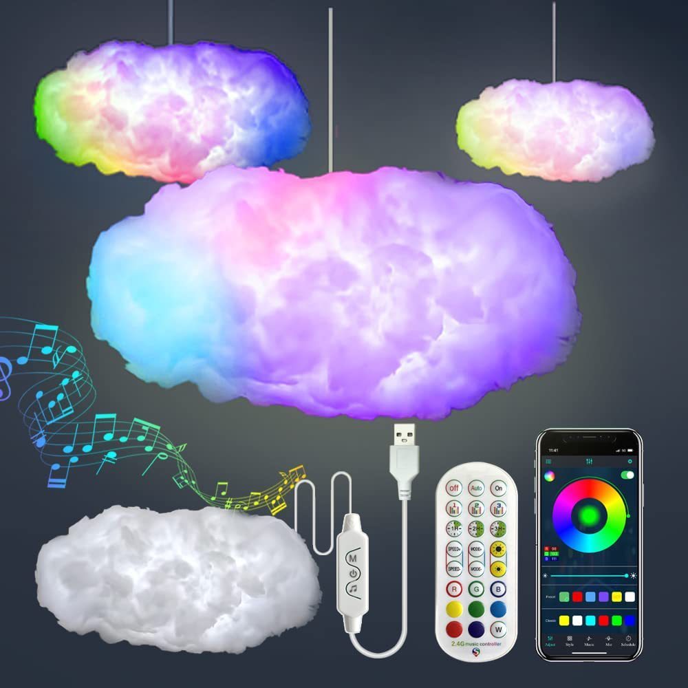 RGB Cloud Light with App Control & Music Sync – 3D Ambient Lighting for Bedroom